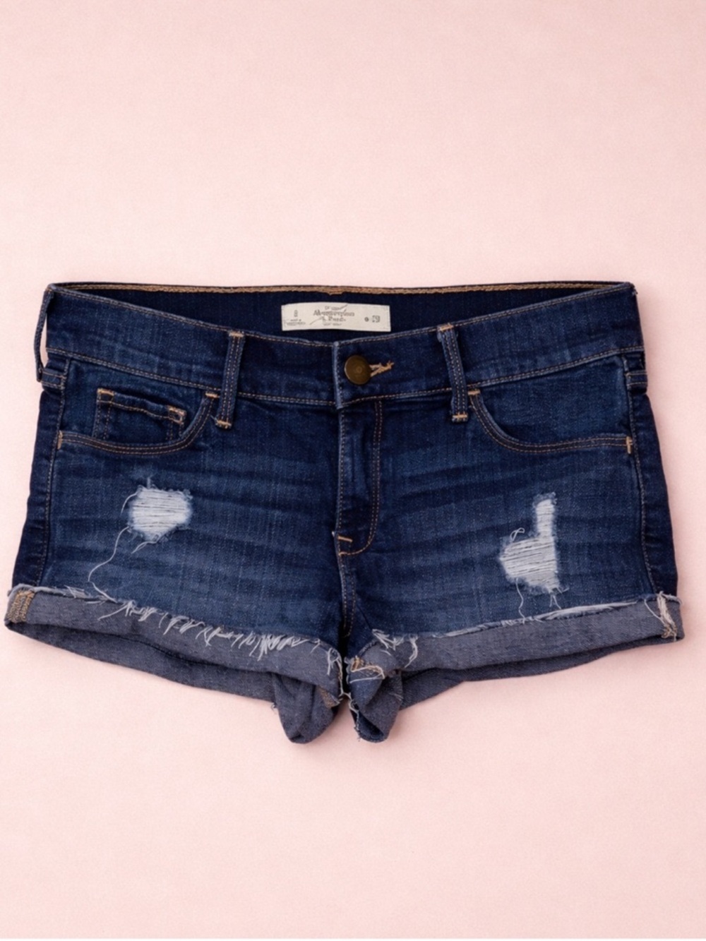 Abercrombie & Fitch Low-Rise Distressed Cutoff Denim Shorts Size 8